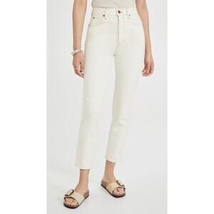 SLVRLAKE Beatnik Ivory High Rise Straight Ankle Jeans Size 28